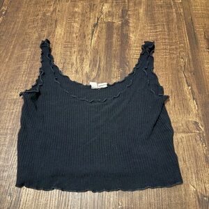 Sky and Sparrow Black Ribbed Scoop Tank